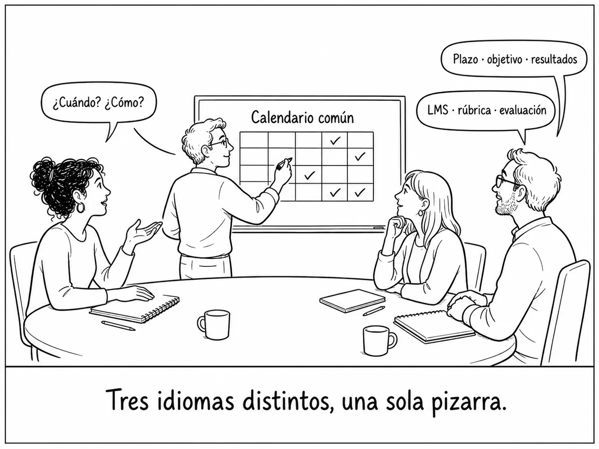 Un coordinador académico reúne las dudas del alumnado, el lenguaje pedagógico del profesorado y los objetivos de la empresa en un calendario común