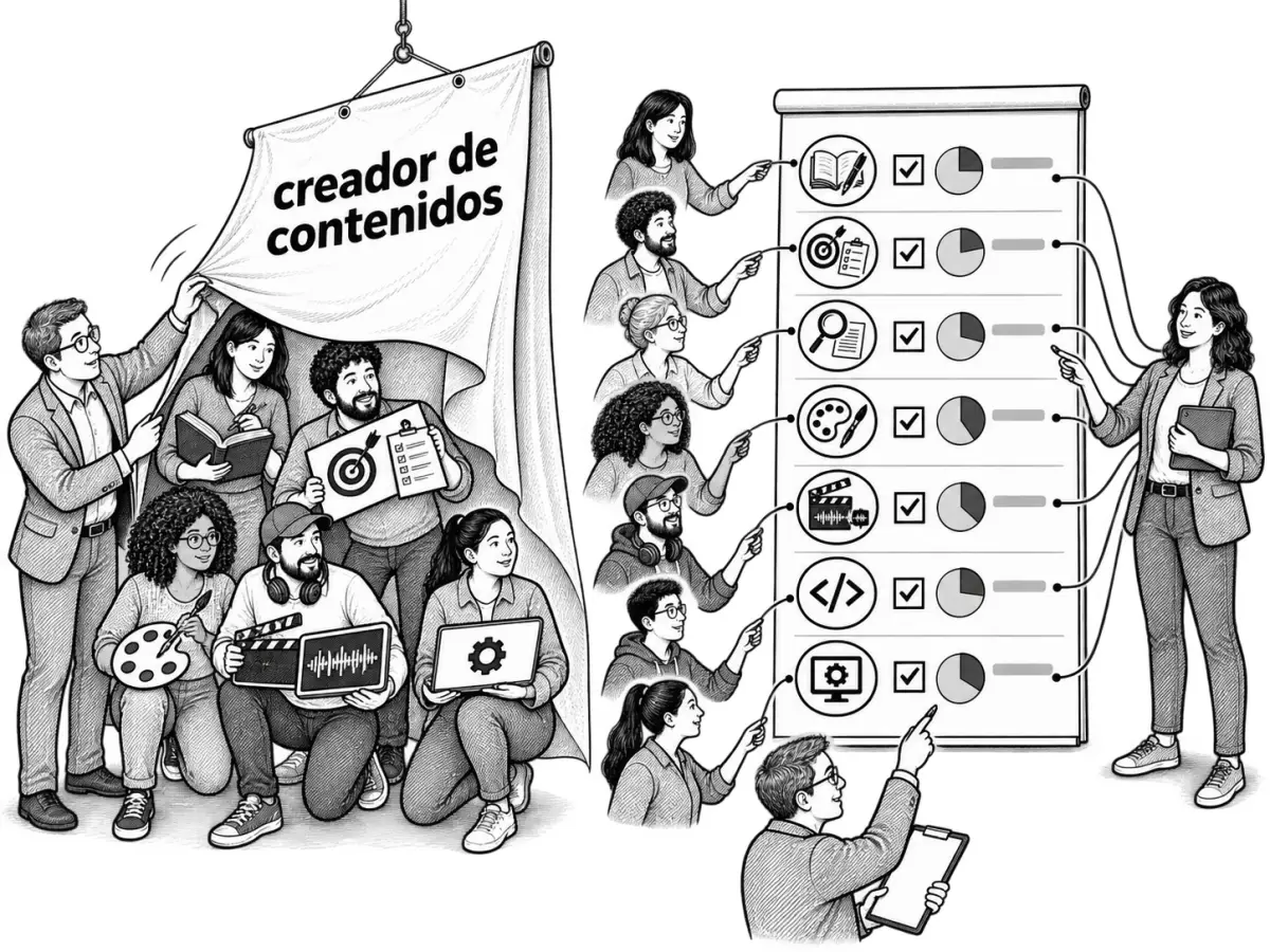 La etiqueta creador de contenidos oculta siete funciones que después aparecen separadas en un documento de alcance