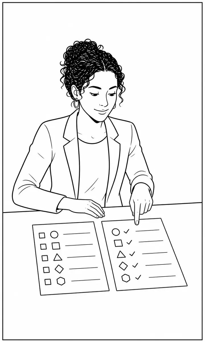 Una docente compara los requisitos de una oferta con su perfil profesional antes de presentar la candidatura
